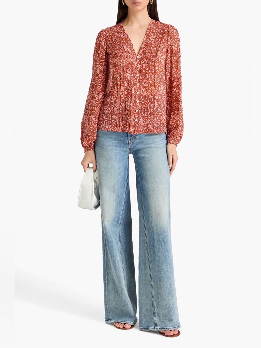 NWT $498 Veronica Beard Calvin Long Sleeve Silk Button-Up Top Blouse